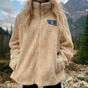 Pendleton Wool Cream Sherpa Fleece Jacket With Plaid Lining M Western Cozy‎